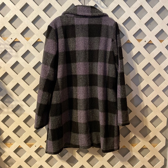 Joan Rivers Regular Buffalo Check Sherpa Teddy Coat Black Large - Picture 5 of 6